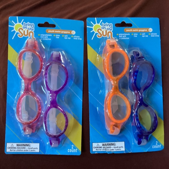 Bring on the Sun Youth Swim Goggles Bundle 4 Count NEW Ages 8+ - Picture 2 of 7